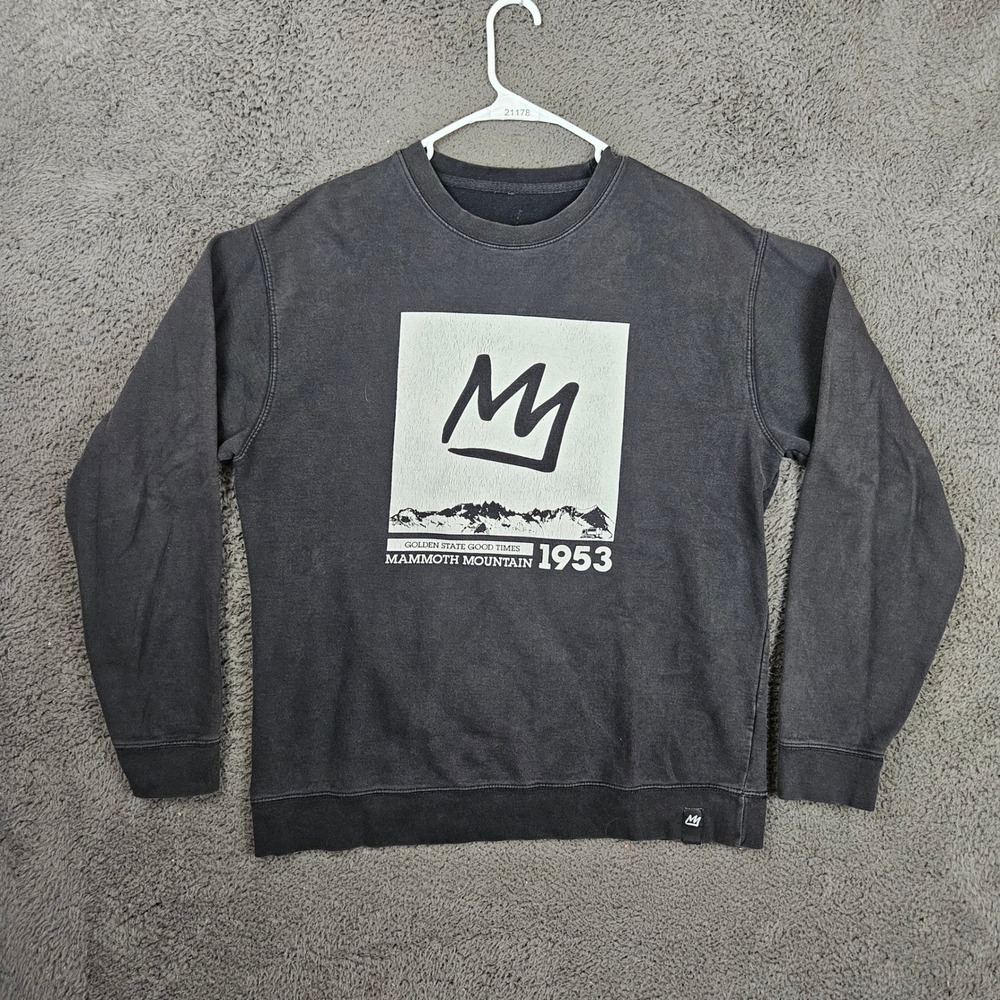 Mammoth‎ Mountain Graphic Crewneck Sweatshirt Mens Faded Black